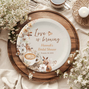 Love is Brewing Coffee Bridal Shower Paper Plate