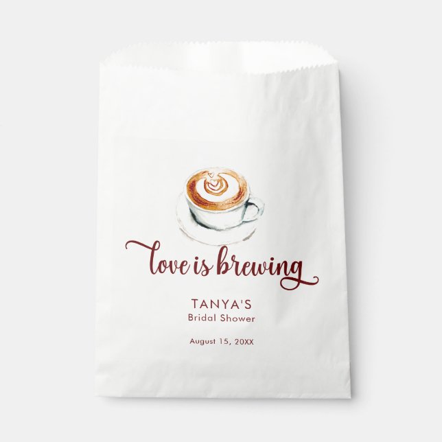 Love is Brewing Coffee Bridal Shower Script Favour Bag (Front)