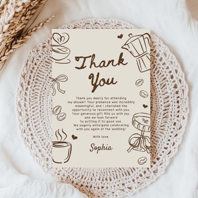 Love is Brewing Coffee Bridal Shower Thank You Card (Creator Uploaded)