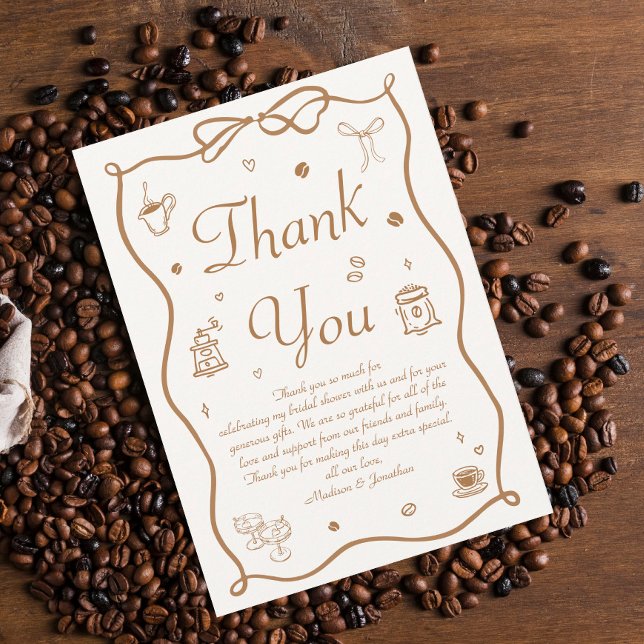 Love is Brewing Coffee Bridal Shower Thank You Card (Creator Uploaded)
