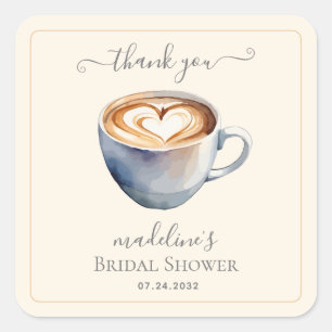 Love is Brewing Coffee Bridal Shower Thank You Square Sticker
