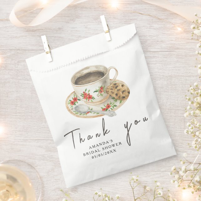 Love is brewing Coffee Bridal shower Thanks Favour Bag (Clipped)