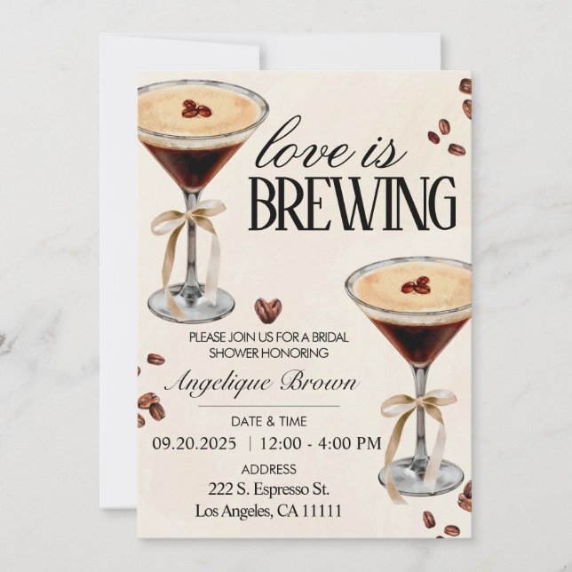 Love Is Brewing Coffee Bridal Shower Theme Evite Invitation (Front)