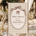 Love is Brewing Coffee Bridal Shower Welcome  Banner<br><div class="desc">Welcome guests in style with this Love is Brewing Coffee Bridal Shower Welcome Banner. Featuring a watercolor latte with heart foam art, coffee beans, a vintage bow frame, and a soft beige gingham background, this cosy cafe inspired design creates a warm and elegant entrance to your celebration. Perfect for a...</div>