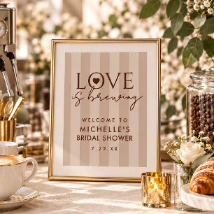 Love Is Brewing Coffee Brown Bridal Shower Sign
