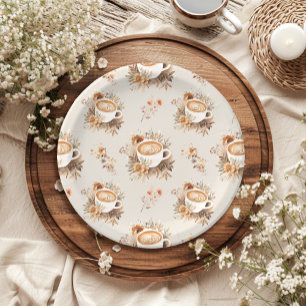 Love is Brewing Coffee Fall Bridal Shower Paper Plate