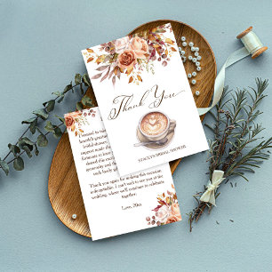 Love is brewing coffee fall bridal shower thank you card