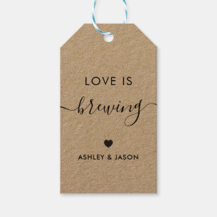 Love is Brewing, Coffee Gift Tag, Kraft Favour Gift Tags