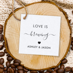 Love is Brewing, Coffee Gift Tag, Wedding, Kraft Favour Tags