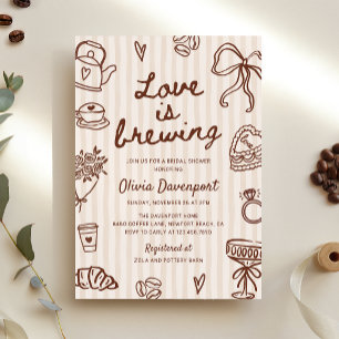 Love is Brewing Coffee Hand Drawn Bridal Shower Invitation