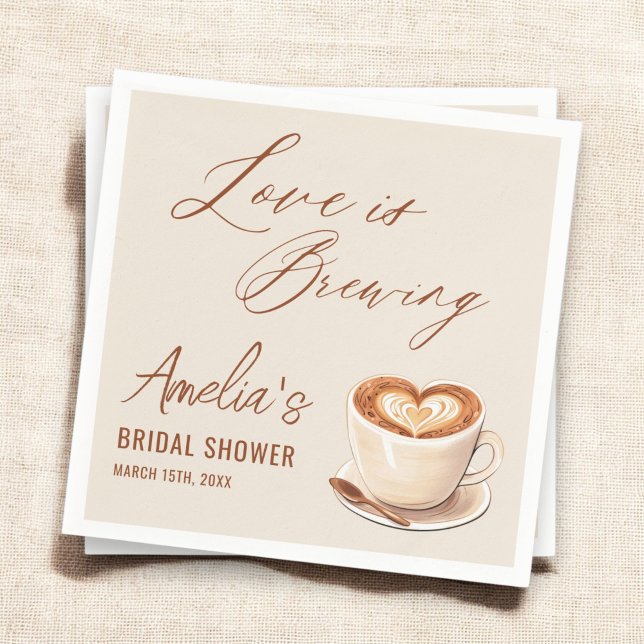 Love is Brewing Coffee Latte Bridal Shower Napkin (Creator Uploaded)