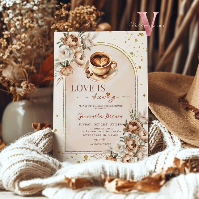 LOVE IS BREWING Coffee Lovers Bridal Shower Invite (Creator Uploaded)