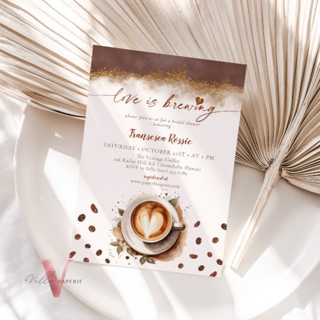 Love is Brewing Coffee Lovers Bridal Shower Invite (Creator Uploaded)