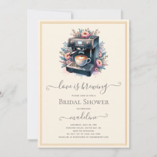Love is Brewing Coffee Machine Bridal Shower Invitation