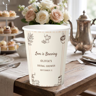 Love is Brewing Coffee Moka Pot Bridal Shower Paper Cups
