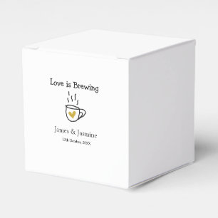 Love is Brewing coffee mug gold heart couple name Favour Box