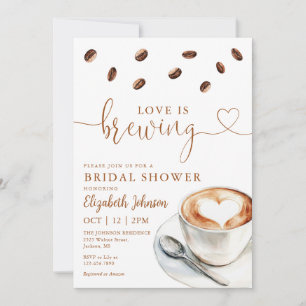 Love Is Brewing Coffee QR Code Bridal Shower Invitation