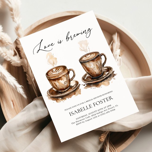 Love is Brewing Coffee Rustic Bridal Shower Invitation (Creator Uploaded)