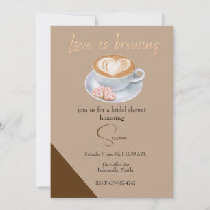 Love is brewing, coffee shop bridal shower invitation