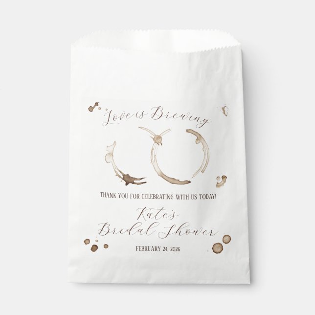 Love is Brewing, Coffee, Stains, Bridal Shower Favour Bag (Front)