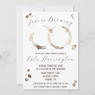 Love is Brewing, Coffee, Stains, Bridal Shower Invitation