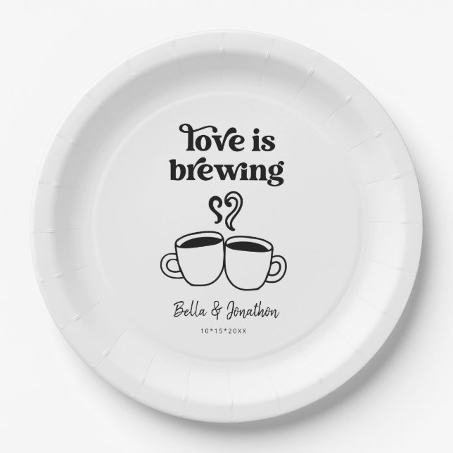 Love is Brewing Coffee /  Tea Napkin Paper Plate (Front)