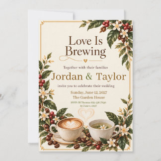 Love Is Brewing Coffee & Tea Wedding Invitation