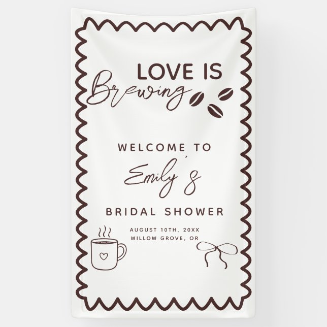 Love is Brewing Coffee Theme Bridal Shower Banner (Vertical)