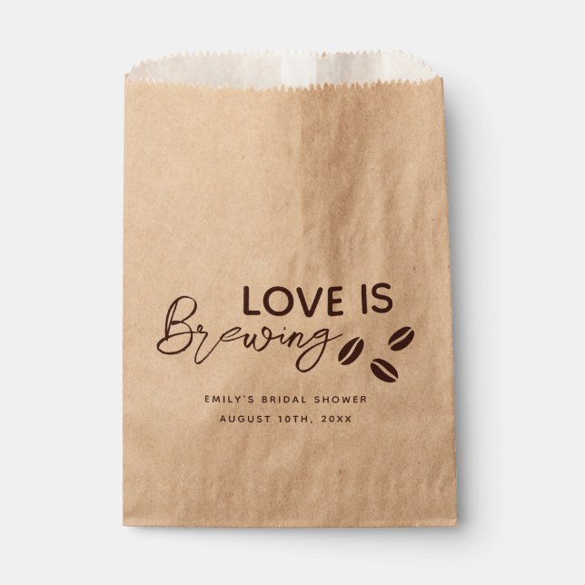 Love is Brewing Coffee Theme Bridal Shower Favour Bag (Front)