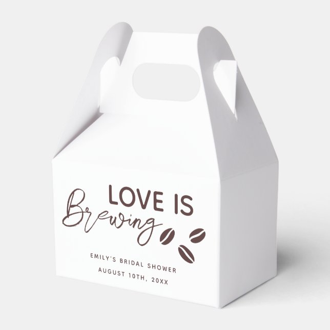 Love is Brewing Coffee Theme Bridal Shower Favour Box (Front Side)