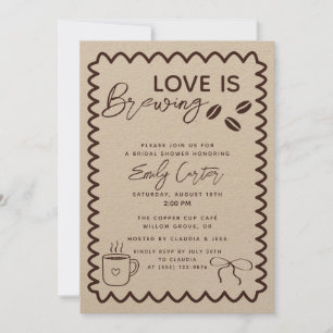 Love is Brewing Coffee Theme Bridal Shower Invitation
