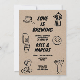 Love is Brewing Coffee Theme Couple Shower Brunch  Invitation