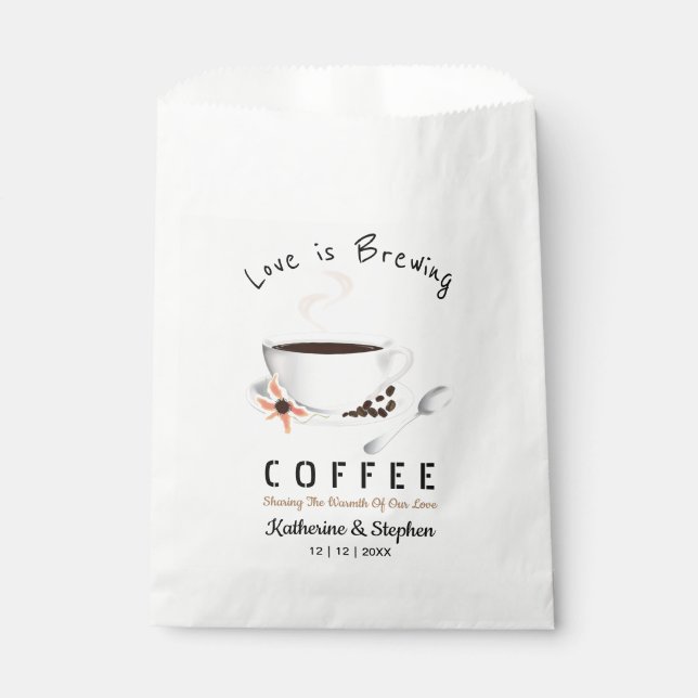 Love Is Brewing Coffee Wedding Favour Bag (Front)
