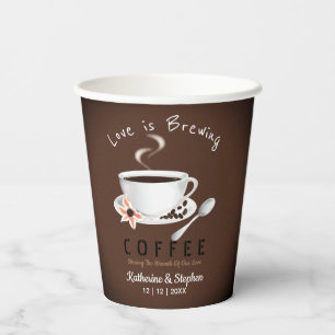 Love Is Brewing Coffee Wedding Favour Paper Cups