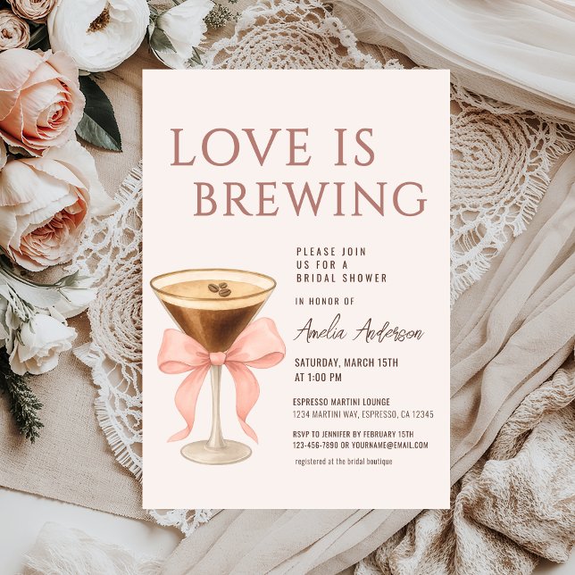 Love Is Brewing Coquette Bridal Shower Invitation (Creator Uploaded)