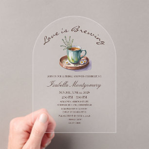 Love Is Brewing Cosy Breakfast Tea Bridal Shower Acrylic Invitations