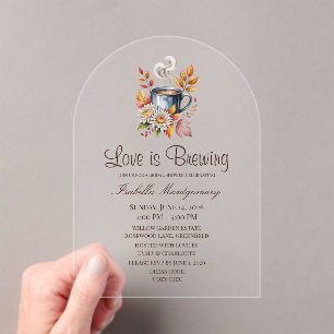 Love Is Brewing Cosy Fall Coffee Bridal Shower Acrylic Invitations