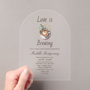 Love Is Brewing Cozy Espresso Bridal Shower Acrylic Invitations