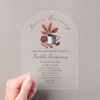 Love Is Brewing Cozy Rustic Coffee Bridal Shower Acrylic Invitations