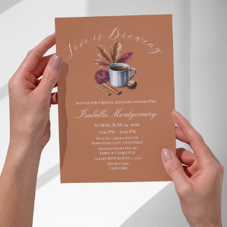 Love Is Brewing Cozy Rustic Coffee Bridal Shower Invitation