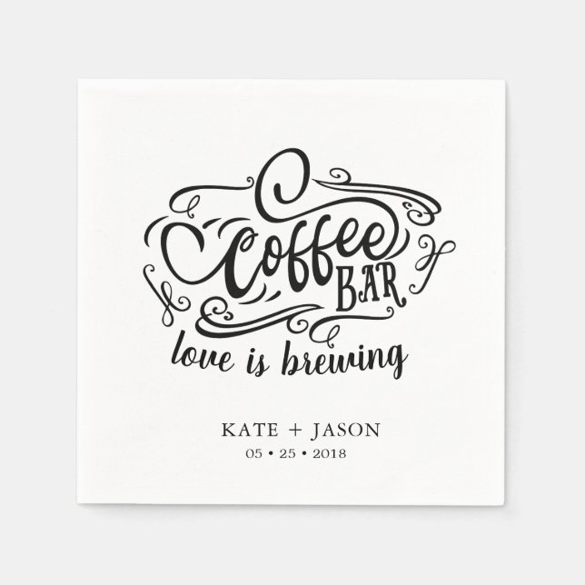 Love is Brewing Decorative Wedding Paper Napkin (Front)