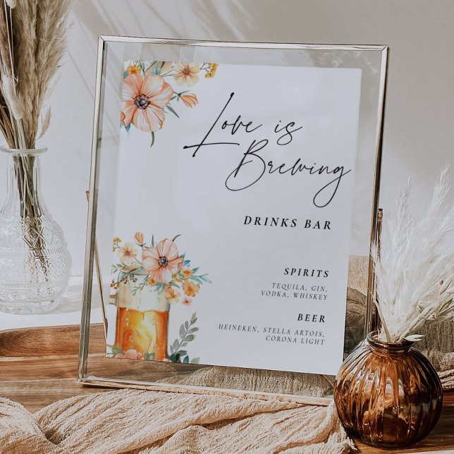 Love is Brewing Drinks Bar Sign Bridal Shower (Creator Uploaded)