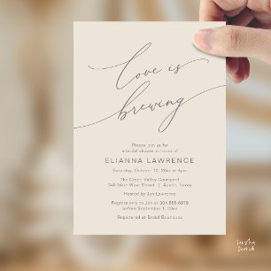 Love is Brewing Elegant Bridal Shower Brewery Invitation