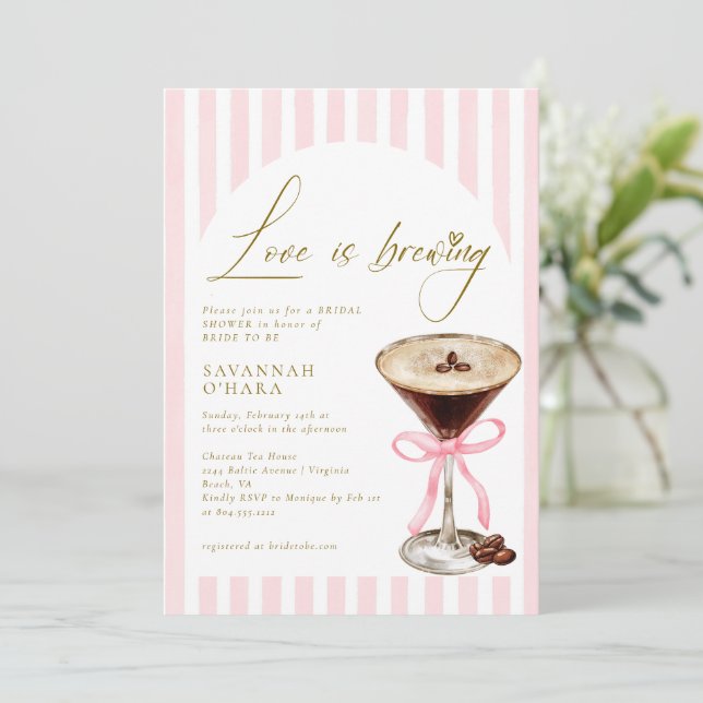 Love is Brewing Elegant Bridal Shower Invitation (Standing Front)