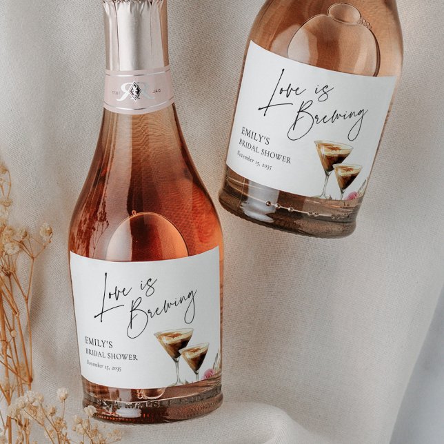 Love is Brewing Elegant Bridal Shower Sparkling Wine Label (Creator Uploaded)