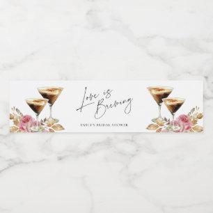 Love is Brewing Elegant Bridal Shower Water Bottle Label
