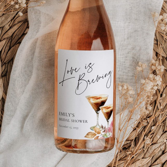 Love is Brewing Elegant Bridal Shower Wine Label (Creator Uploaded)