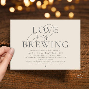 Love Is Brewing Elegant Script Bridal Shower Invitation