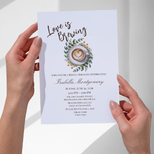 Love Is Brewing Espresso Floral Bridal Shower Invitation
