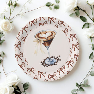 Love is Brewing Espresso Martini Bow Bridal Paper Plate